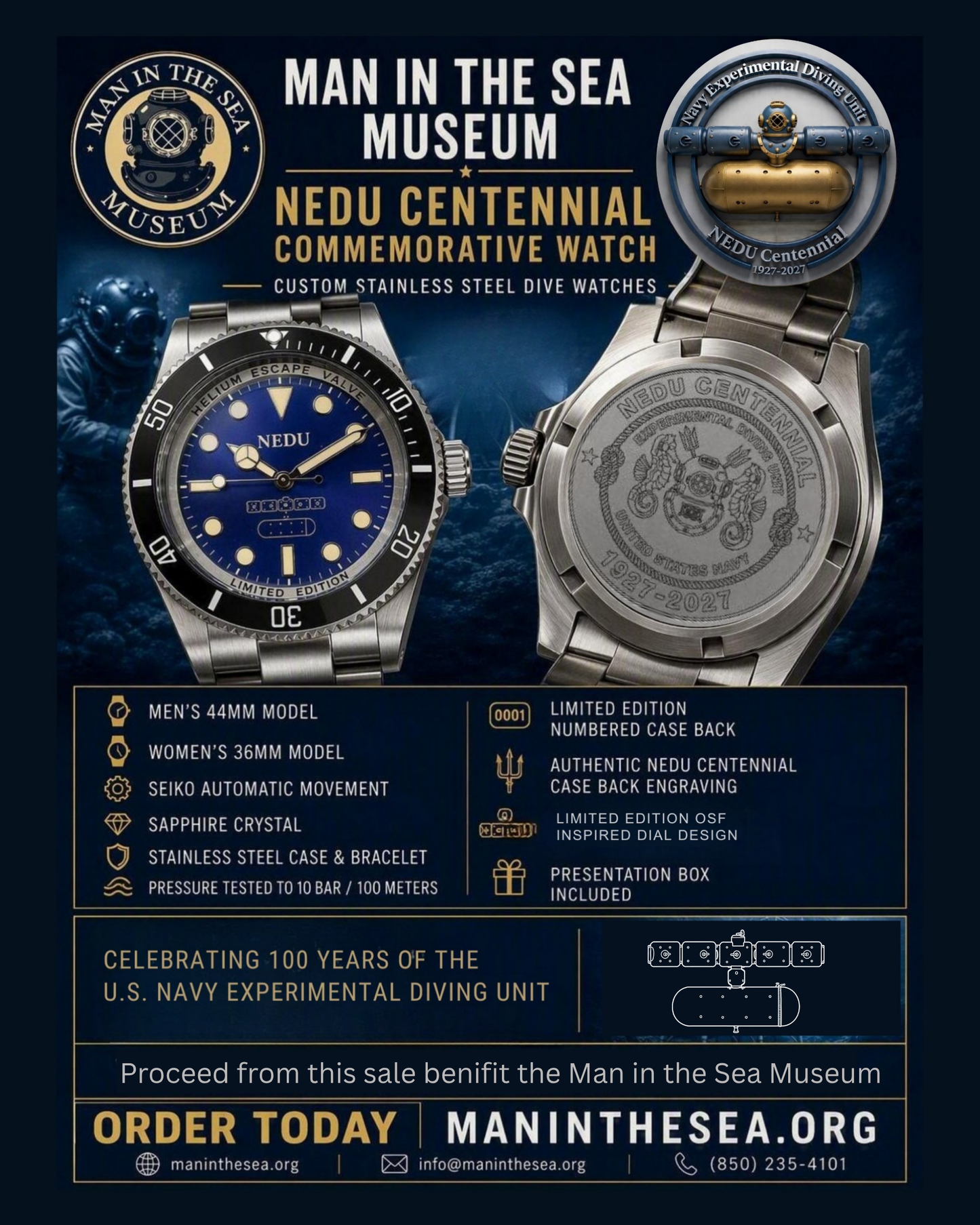 NEDU Centennial Commemorative Dive Watch (pre-order)